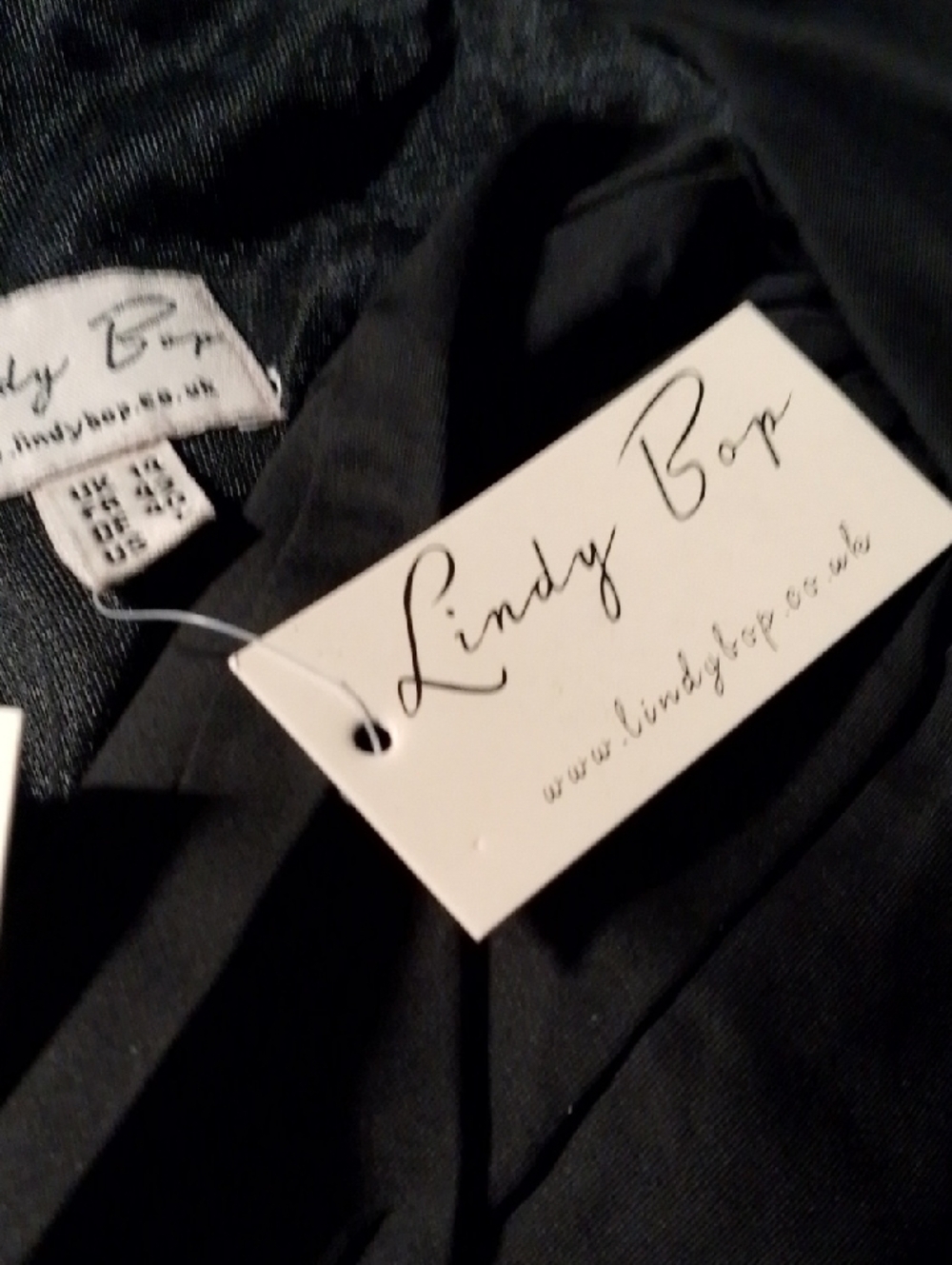 Linda Bop Black Midi Dress Swing 50s Pinup Cotton Holiday Events Whimsical - Picture 6 of 8